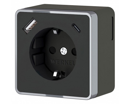 Розетка с заземлением и со шторками и USB Werkel Gallant (черный хром) W5071735 Розетка с заземлением и со шторками и USB Werkel Gallant (черный хром) W5071735