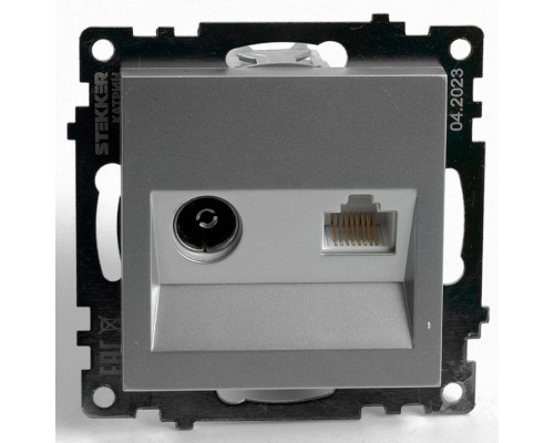 ТВ-розетка и розетка Ethernet RJ-45 без рамки Stekker GLS00-7106-03 49183 ТВ-розетка и розетка Ethernet RJ-45 без рамки Stekker GLS00-7106-03 49183