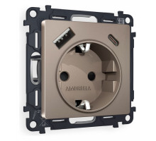 Розетка с заземлением и 2хUSB type A и C, без рамки Ambrella Volt Quant MA640010