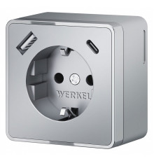 Розетка с заземлением и со шторками и USB Werkel Gallant (серебряный) W5071706