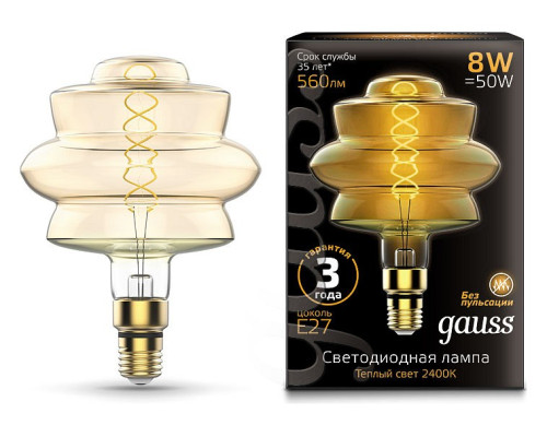 Лампа светодиодная Gauss LOFT Led Vintage Filament Flexible E27 8Вт 2400K 161802008 Лампа светодиодная Gauss LOFT Led Vintage Filament Flexible E27 8Вт 2400K 161802008
