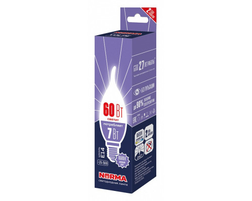 Лампа светодиодная Volpe LED-CW37 E14 7Вт 6500K UL-00010989 Лампа светодиодная Volpe LED-CW37 E14 7Вт 6500K UL-00010989