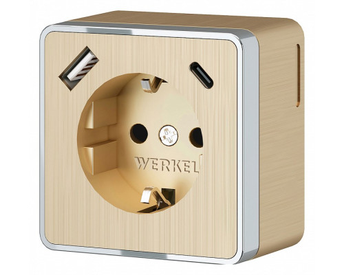 Розетка с заземлением и со шторками и USB Werkel Gallant (шампань рифленый) W5071710 Розетка с заземлением и со шторками и USB Werkel Gallant (шампань рифленый) W5071710