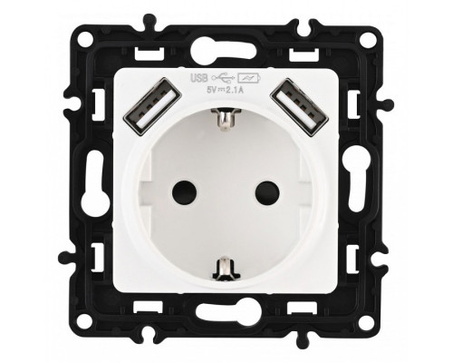 Розетка с заземлением и со шторкой и 2хUSB, без рамки Arte Milano am-217 217.47-1.white Розетка с заземлением и со шторкой и 2хUSB, без рамки Arte Milano am-217 217.47-1.white