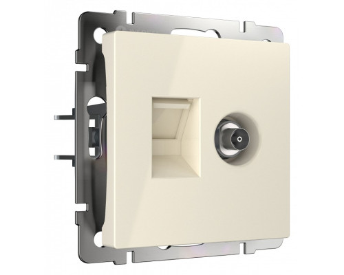 ТВ-розетка и розетка Ethernet RJ-45 без рамки Werkel слоновая кость W1181303 ТВ-розетка и розетка Ethernet RJ-45 без рамки Werkel слоновая кость W1181303
