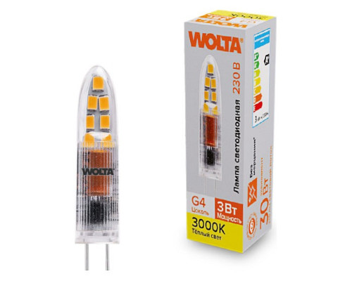 Лампа светодиодная Wolta  G4 3Вт 3000K WSTD-JC-220V3W3KG4-P