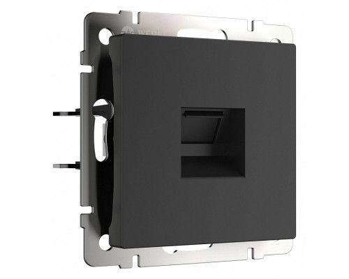 Розетка Ethernet RJ-45 и со шторками, без рамки Werkel черный матовый W5120108