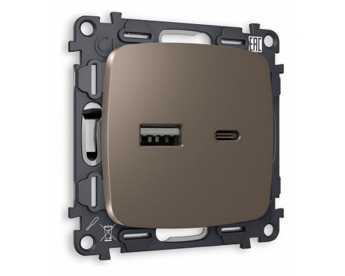 Розетка 2хUSB type A и C без рамки Ambrella Volt Quant MO641010 Розетка 2хUSB type A и C без рамки Ambrella Volt Quant MO641010