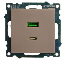 Розетка 2хUSB type A и C без рамки Stekker Катрин 50056