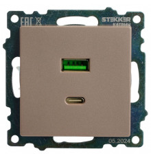 Розетка 2хUSB type A и C без рамки Stekker Катрин 50056