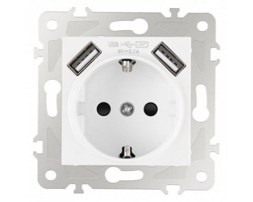 Розетка с заземлением и со шторкой и 2хUSB, без рамки Arte Milano am-203 203.47-1.white Розетка с заземлением и со шторкой и 2хUSB, без рамки Arte Milano am-203 203.47-1.white