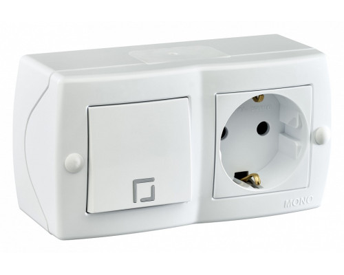 Блок с розеткой и выключателем Mono Electric Octans IP20 104-010101-180 Блок с розеткой и выключателем Mono Electric Octans IP20 104-010101-180