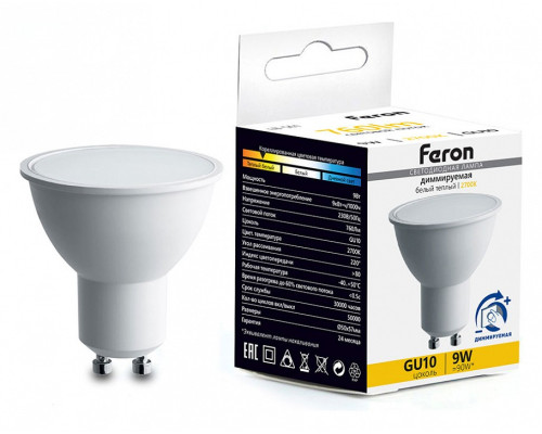 Лампа светодиодная Feron LB-561 GU10 9Вт 2700K 51061 Лампа светодиодная Feron LB-561 GU10 9Вт 2700K 51061