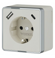 Розетка с заземлением и со шторками и USB Werkel Gallant (слоновая кость) W5071703