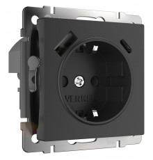 Розетка с заземлением и со шторками и USB, без рамки Werkel черный W1171708