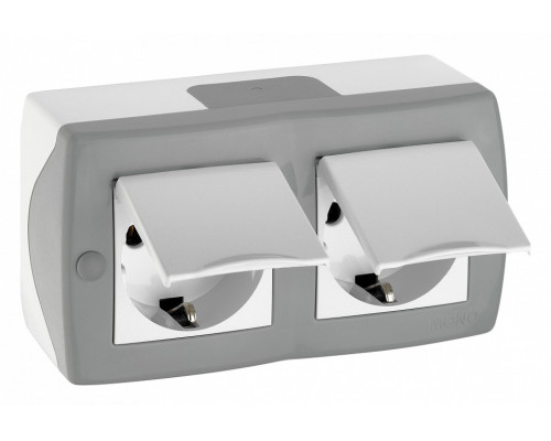 Блок с розетками влагозащищенными с заземлением и крышкой Mono Electric Octans IP20 104-020001-184 Блок с розетками влагозащищенными с заземлением и крышкой Mono Electric Octans IP20 104-020001-184