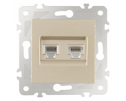 Розетка двойная RJ-11 и Ethernet RJ-45, без рамки Arte Milano am-203 203.44-1.shampan Розетка двойная RJ-11 и Ethernet RJ-45, без рамки Arte Milano am-203 203.44-1.shampan