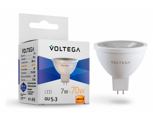 Лампа светодиодная Voltega Sofit GU5.3 Lens GU5.3 7Вт 2800K 7062 Лампа светодиодная Voltega Sofit GU5.3 Lens GU5.3 7Вт 2800K 7062