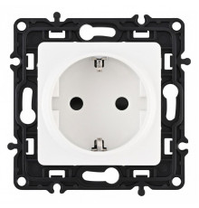Розетка с заземлением и со шторкой, без рамки Arte Milano am-217 217.40-1.white