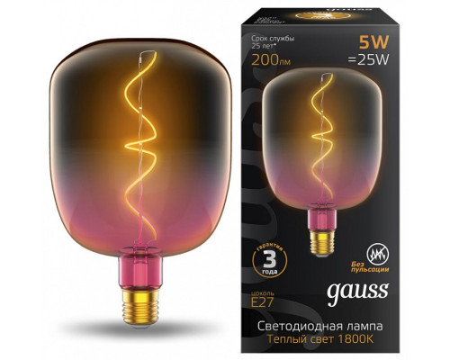 Лампа светодиодная Gauss Colored E27 5Вт 1800K 1010802105 Лампа светодиодная Gauss Colored E27 5Вт 1800K 1010802105
