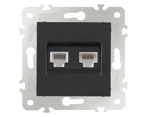 Розетка двойная RJ-11 и Ethernet RJ-45, без рамки Arte Milano am-203 203.44-1.black Розетка двойная RJ-11 и Ethernet RJ-45, без рамки Arte Milano am-203 203.44-1.black