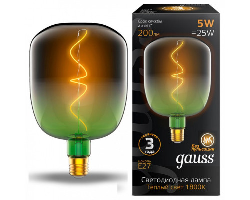 Лампа светодиодная Gauss Colored E27 5Вт 1800K 1009802105 Лампа светодиодная Gauss Colored E27 5Вт 1800K 1009802105