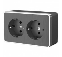 Розетка двойная с заземлением Werkel Gallant (графит рифленый) W5072104