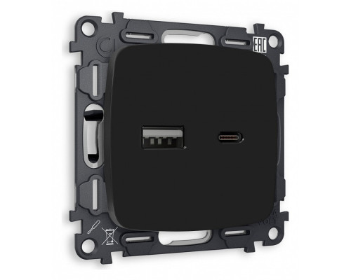 Розетка 2хUSB type A и C без рамки Ambrella Volt Quant MO811010 Розетка 2хUSB type A и C без рамки Ambrella Volt Quant MO811010
