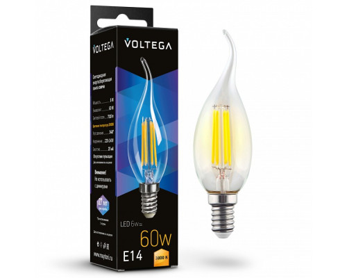 Лампа светодиодная Voltega Candle wind 6W E14 6Вт 3000K 7209 Лампа светодиодная Voltega Candle wind 6W E14 6Вт 3000K 7209
