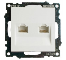 Розетка двойная Ethernet RJ-45 без рамки Stekker Катрин 50003