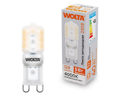 Лампа светодиодная Wolta G9 5Вт 4000K WSTD-JCD-5W4KG9-P Лампа светодиодная Wolta G9 5Вт 4000K WSTD-JCD-5W4KG9-P