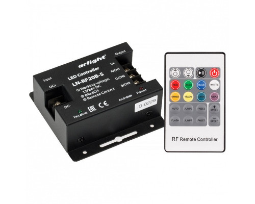 Контроллер-регулятор цвета RGB с пультом ДУ Arlight LN-RF20 018609 Контроллер-регулятор цвета RGB с пультом ДУ Arlight LN-RF20 018609