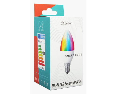 Лампа светодиодная с управлением через Wi-Fi Zetton Smart Wi-Fi Bulb E14 10Вт 6500K ZTSHLBRGBE141RU Лампа светодиодная с управлением через Wi-Fi Zetton Smart Wi-Fi Bulb E14 10Вт 6500K ZTSHLBRGBE141RU