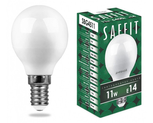 Лампа светодиодная Feron Saffit SBG4511 E14 11Вт 6400K 55140 Лампа светодиодная Feron Saffit SBG4511 E14 11Вт 6400K 55140