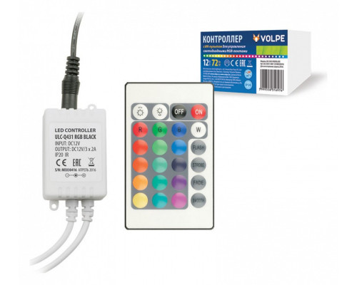 Контроллер-регулятор цвета RGB с пультом ДУ Volpe ULC-Q431 UL-00001113 Контроллер-регулятор цвета RGB с пультом ДУ Volpe ULC-Q431 UL-00001113