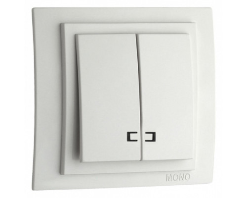 Выключатель двухклавишный с подсветкой без рамки Mono Electric Despina / Larissa 500-001925-103 Выключатель двухклавишный с подсветкой без рамки Mono Electric Despina / Larissa 500-001925-103