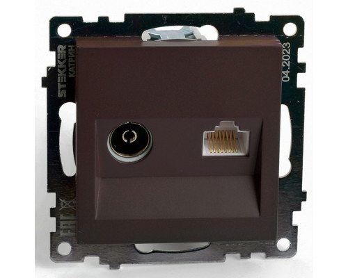 ТВ-розетка и розетка Ethernet RJ-45 без рамки Stekker GLS00-7106-04 49185 ТВ-розетка и розетка Ethernet RJ-45 без рамки Stekker GLS00-7106-04 49185