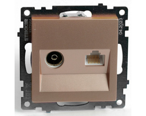 ТВ-розетка и розетка Ethernet RJ-45 без рамки Stekker GLS00-7106-02 49184 ТВ-розетка и розетка Ethernet RJ-45 без рамки Stekker GLS00-7106-02 49184