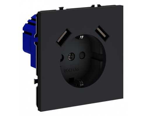 Розетка с заземлением и со шторкой и 2хUSB type A, без рамки Voltum S70 VLS040407 Розетка с заземлением и со шторкой и 2хUSB type A, без рамки Voltum S70 VLS040407