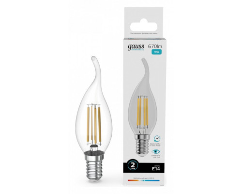 Лампа светодиодная Gauss Filament Elementary E14 10Вт 4100K 42120 Лампа светодиодная Gauss Filament Elementary E14 10Вт 4100K 42120
