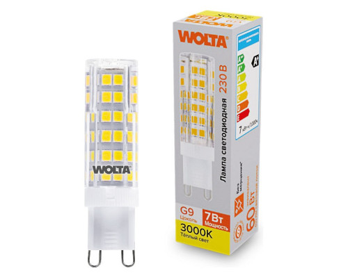 Лампа светодиодная Wolta G9 7Вт 3000K WSTD-JCD-7W3KG9-C Лампа светодиодная Wolta G9 7Вт 3000K WSTD-JCD-7W3KG9-C