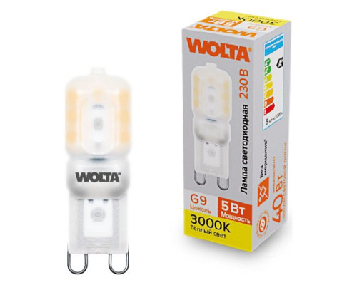 Лампа светодиодная Wolta G9 5Вт 3000K WSTD-JCD-5W3KG9-P Лампа светодиодная Wolta G9 5Вт 3000K WSTD-JCD-5W3KG9-P