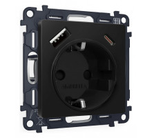 Розетка с заземлением и 2хUSB type A и C, без рамки Ambrella Volt Quant MA810010