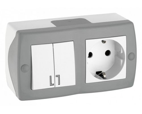 Блок с розеткой и выключателем Mono Electric Octans IP20 104-020001-181 Блок с розеткой и выключателем Mono Electric Octans IP20 104-020001-181