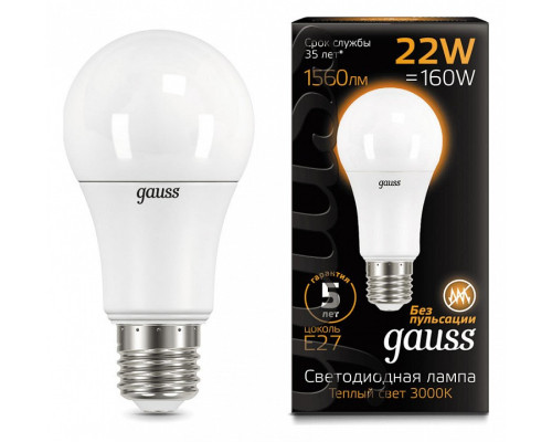 Лампа светодиодная Gauss LED A70 E27 22Вт 3000K 102502122 Лампа светодиодная Gauss LED A70 E27 22Вт 3000K 102502122