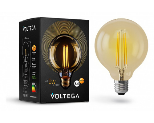 Лампа светодиодная Voltega Globe E27 6Вт 2800K 7084 Лампа светодиодная Voltega Globe E27 6Вт 2800K 7084